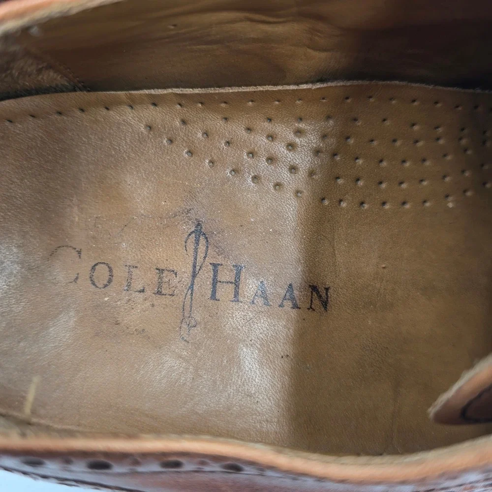 Cole Haan Mens Air Giraldo Wingtip Oxford Shoes Size 11 M  British Tan Leather
